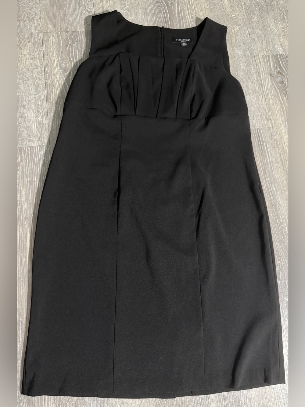 Perceptions Black Sleeveless Sheath Dress with Pleated Bodice - Size XL
